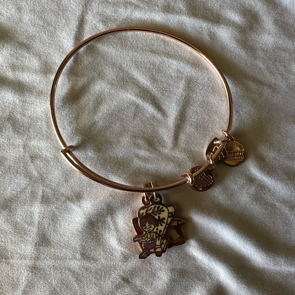 Alex & Ani Rose Gold Adjustable Bangle Bracelet with Enamel Disney UP Charm